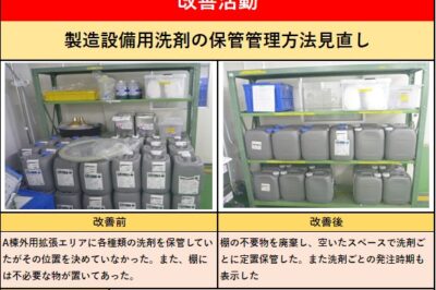 製造設備用洗剤の保管管理方法の見直し