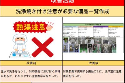 洗浄焼き付き注意が必要な備品一覧作成